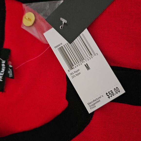 Premise Red Black Button Front Cardigan NEW - Picture 9 of 9